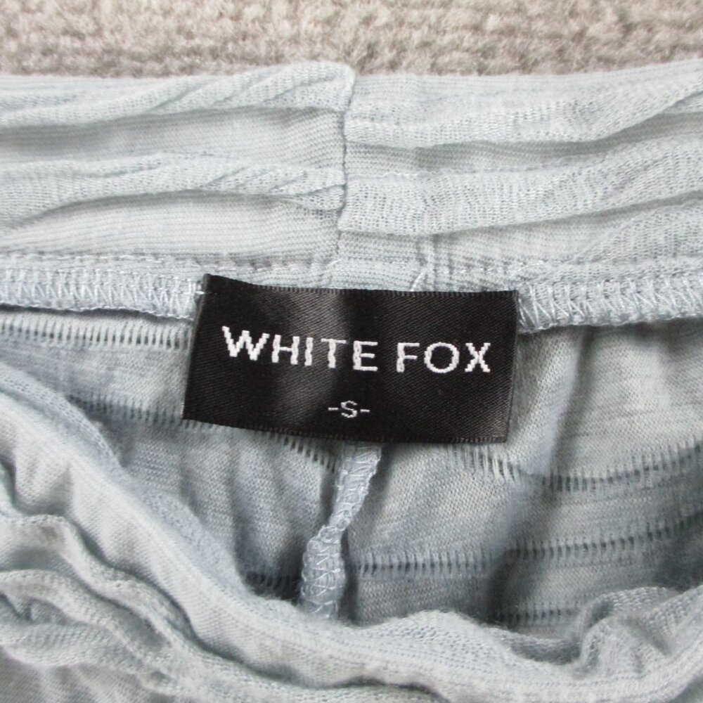 White Fox Boutique Outfit Set Womens Small Blue Pants Crop Tank Textured Flared - Picture 4 of 7